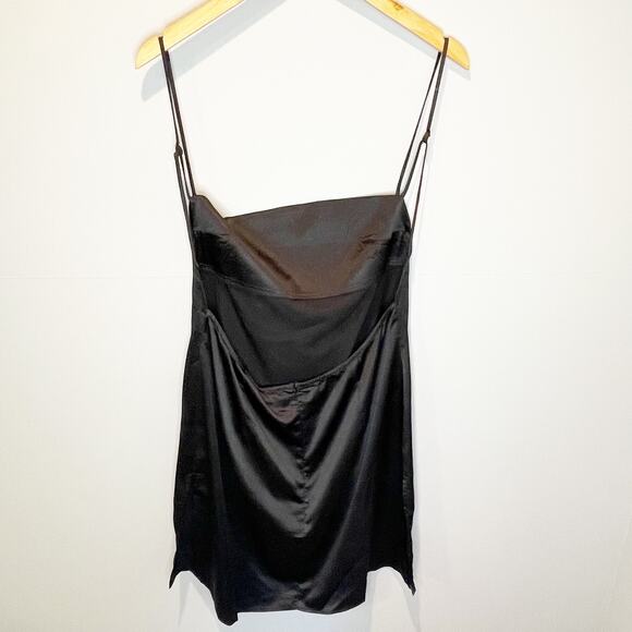 Princess Polly NWT Black Satin Kendra Mini Dress - size 12 - Picture 8 of 11